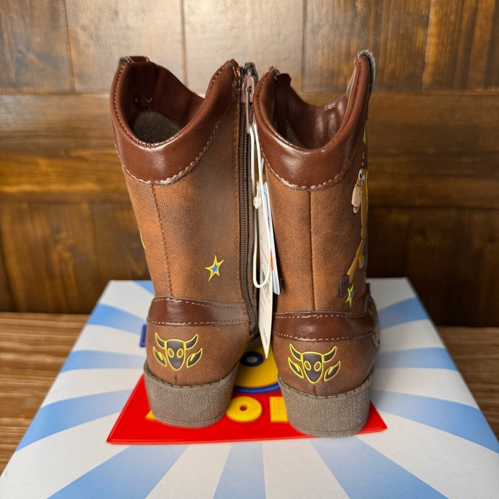 Disney Toy Story 4 Woody Toddler Size 5M Brown Zip Cowboy Western Boots - Picture 5 of 6